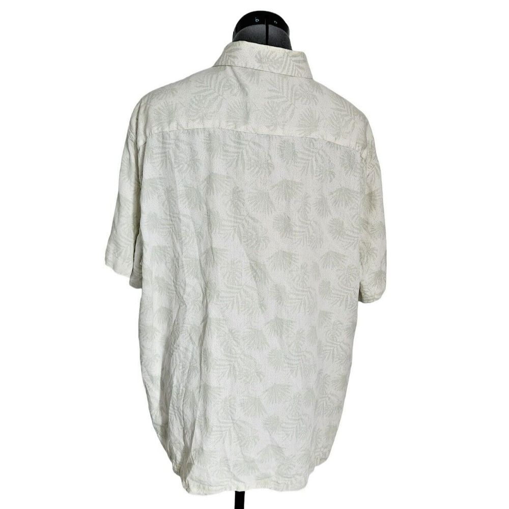 Nat Nast Mens XL Silk Cotton Tropical Palm Leaf Short Sleeve Button Down Shirt - Picture 3 of 5